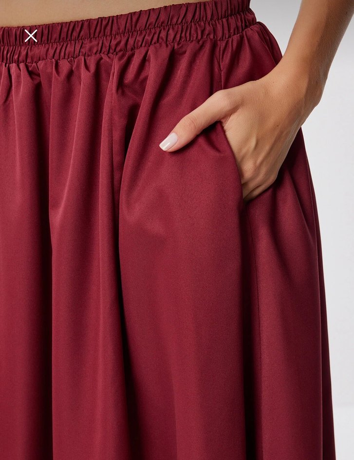 Bordo Uzun  Etek - Görsel 3