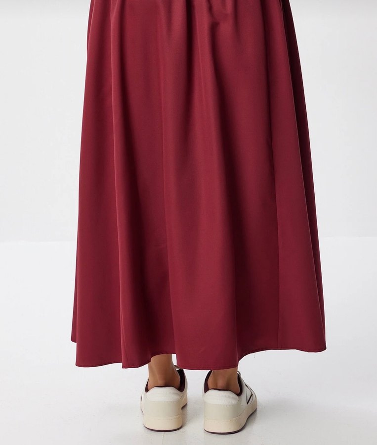 Bordo Uzun  Etek - Görsel 4