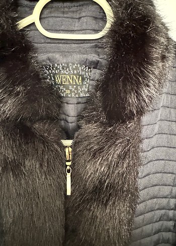 Kürk Detaylı Uzun lacivert Kadın Kaban - Görsel 3