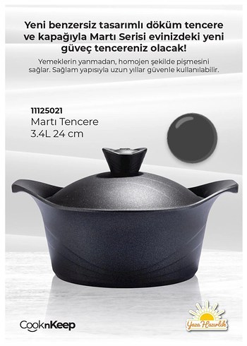 CooknKeep Martı Döküm Güveç Tencere 3.4L
