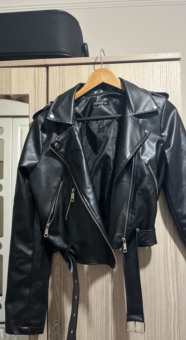 Siyah Deri Biker Ceket — görsel 2/5