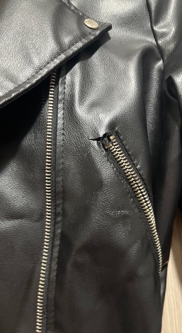 Siyah Deri Biker Ceket — görsel 3/5