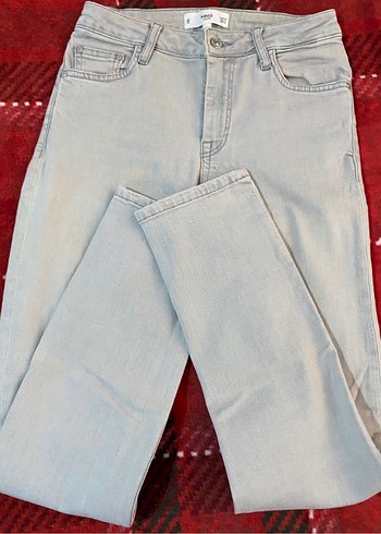 Mango Gri Denim Kadin Jean Pantolon