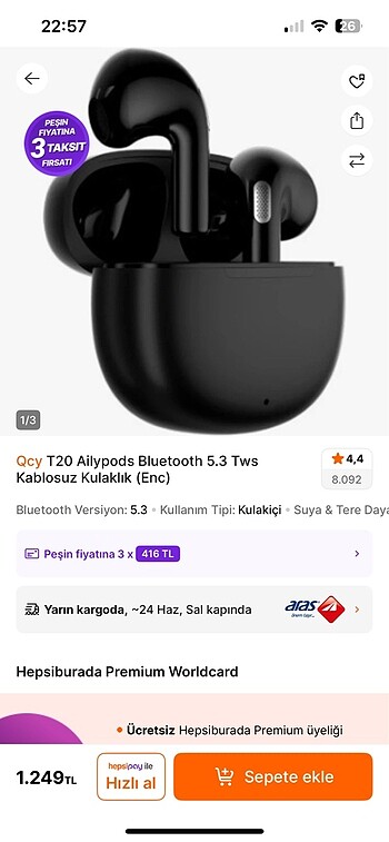 Qcy t20 Bluetooth kulaklık