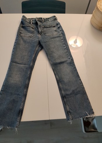 Zara Yuksek Bel Acik Mavi Denim Jean