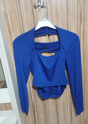 Diğer Modern Mavi Crop Bluz Siklik Ve Rahatlik Bir Arada
