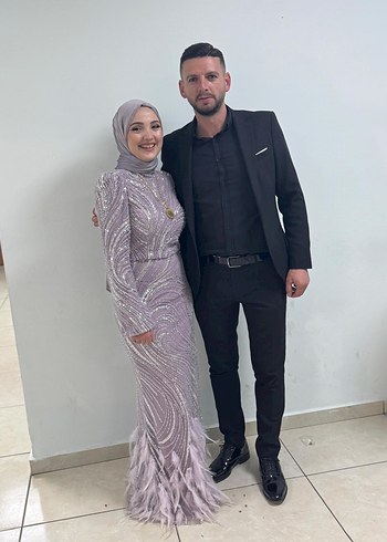 Parlak Lila Payetli Uzun Abiye Elbise