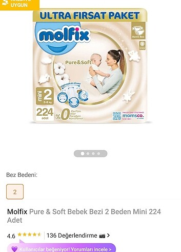 Molfix pure soft 2 numora bebek bezi