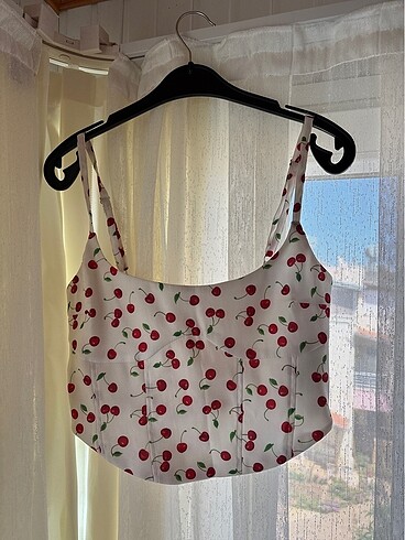 Bershka Kiraz Desenli Beyaz Summer Yazlık Y2k Pinterest Crop Top