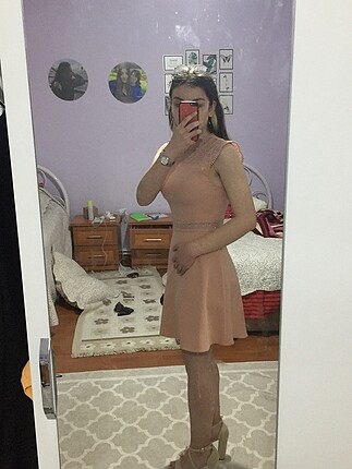 s Beden pembe Renk Zara toz pembe elbise