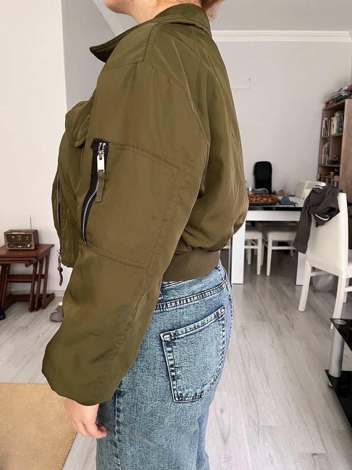 Haki Crop Pilot Ceket — görsel 2/10