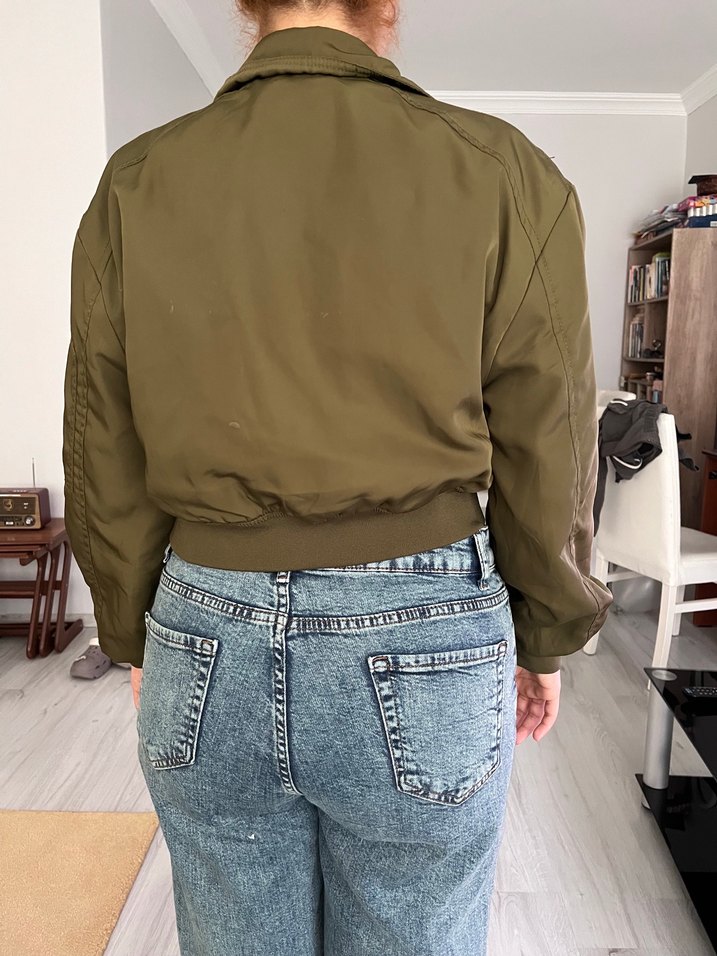 Haki Crop Pilot Ceket — görsel 3/10