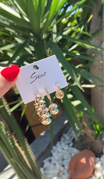 3 lü çelik set küpe