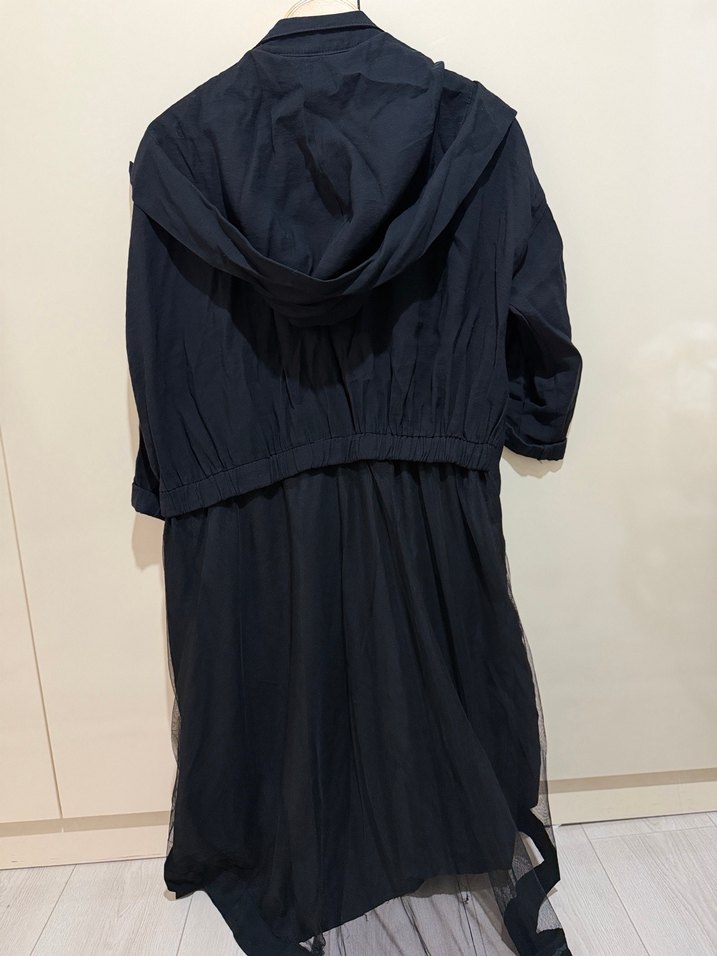 Uzun Siyah Keten  Ceketi - Görsel 2