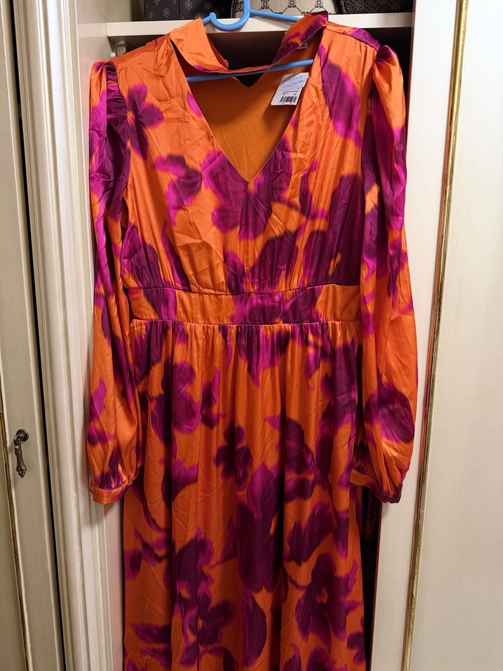 Uzun Kol, V Yakalı Renkli Bohem Elbise - Görsel 3