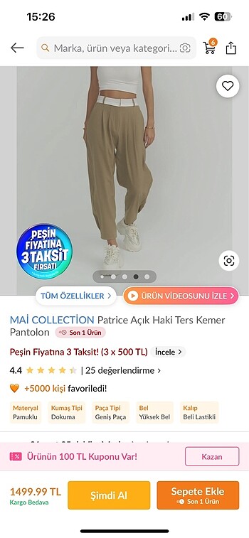 s Beden haki Renk Mai acik haki pantolon