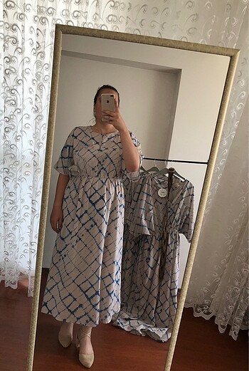 m Beden Kemerli keten elbise