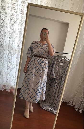 Diğer Kemerli keten elbise