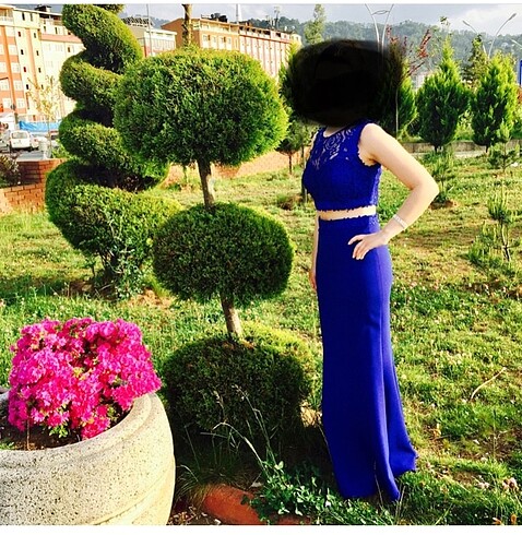 Saks mavisi iki parça abiye