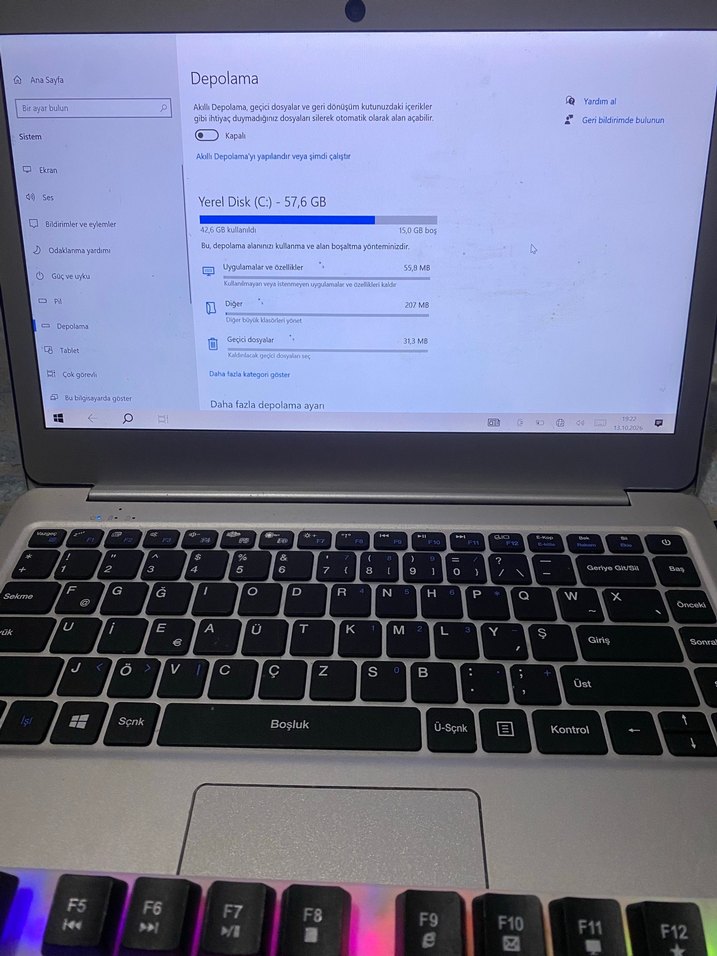 İnce ve Şık Gümüş Laptop extra rgb mause ve rgb klavye — görsel 4/5