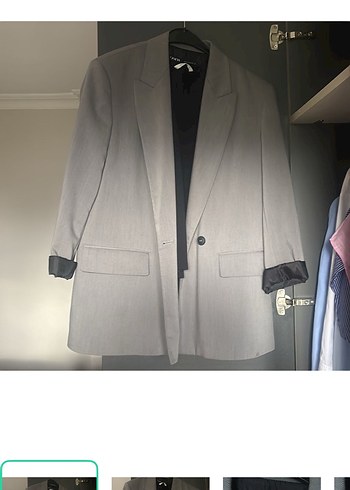 Zara Sik Gri Tek Dugmeli Zara Blazer Ceket