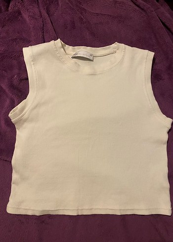 Diğer Ekru Fitilli Kolsuz Crop Top