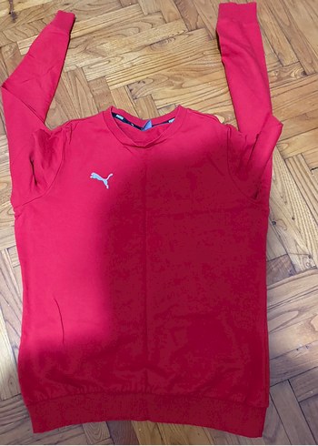 Puma Canli Kirmizi Puma Bisiklet Yaka Sweatshirt