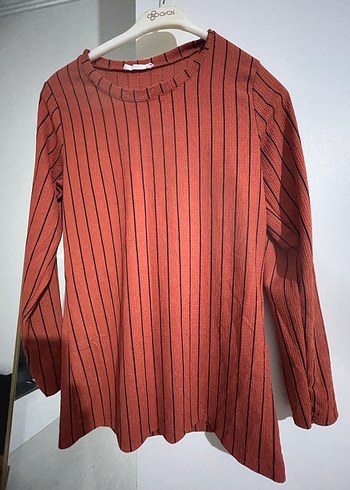 Kadın Kahverengi Çizgili Keten Pantolon ve üst - Görsel 3