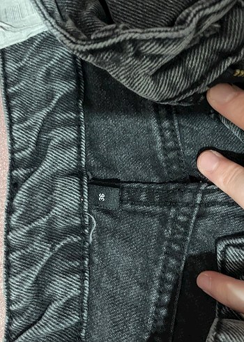 Gri Midi Boy Bol Kesim Kot Pantolon - Görsel 2