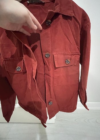 Bordo Süet Düğmeli Rahat Kesim Kadın Ceket - Görsel 2