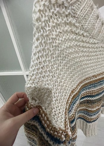 Bohem Stil Çizgili Kısa Örgü Kadın Kazak - Görsel 2