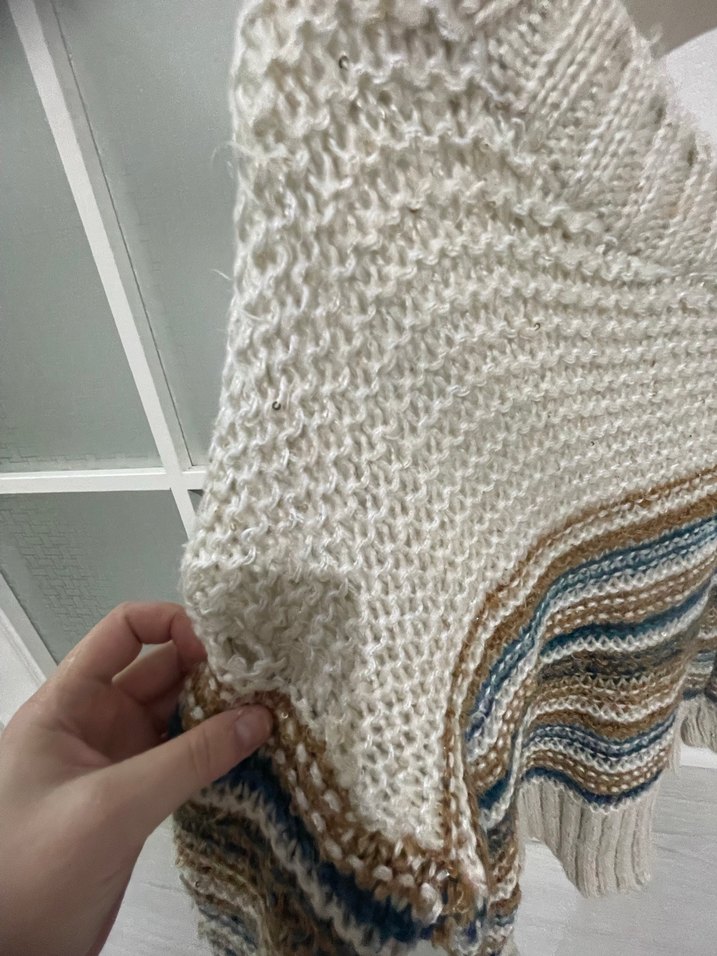 Bohem Stil Çizgili Kısa Örgü Kadın Kazak - Görsel 2