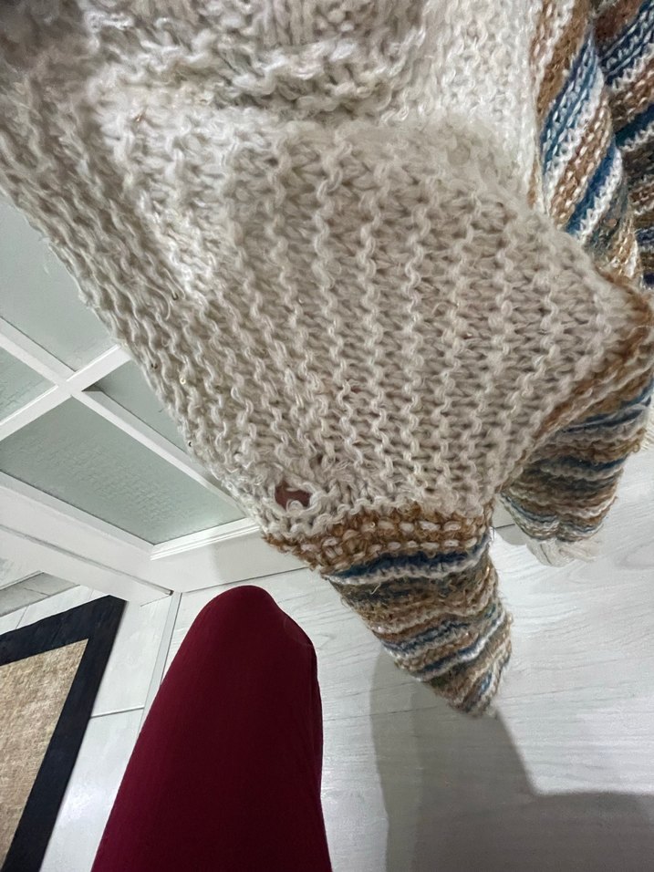 Bohem Stil Çizgili Kısa Örgü Kadın Kazak - Görsel 3