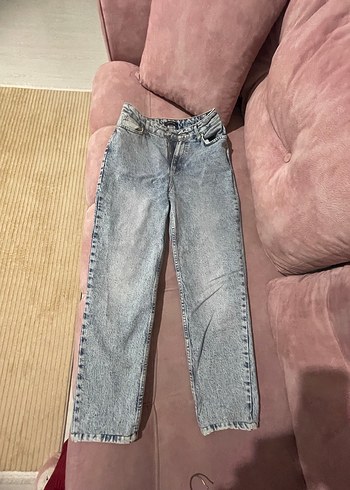 Kadın Bej Midi Boy Rahat Kesim Denim Pantolon - Görsel 3