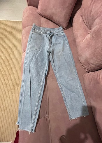 Kadın Bej Midi Boy Rahat Kesim Denim Pantolon - Görsel 2