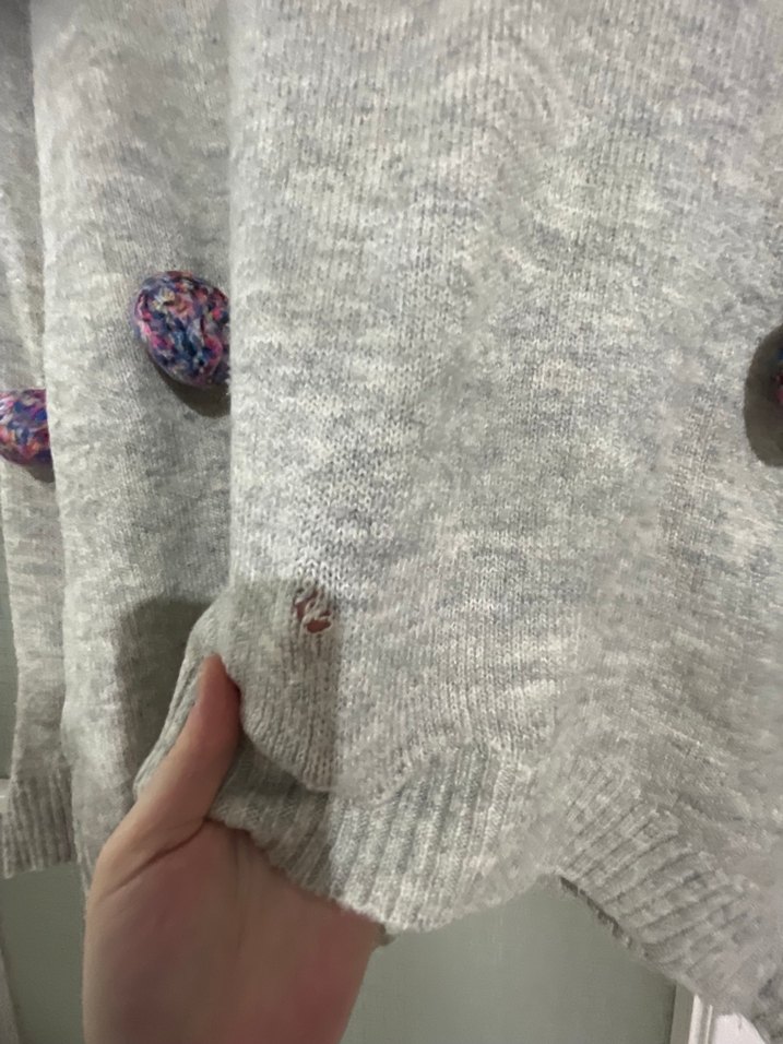 Gri Nakışlı Örme Kadın Kazak - Görsel 3