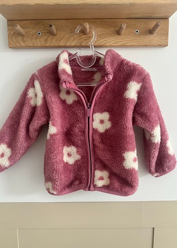 HelloBaby Pembe Cicekli Pelus Cocuk Ceket