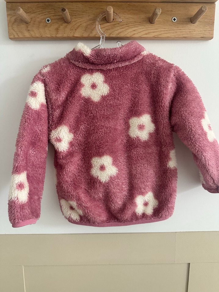 Pembe Çiçekli Peluş Çocuk Ceket — görsel 3/3