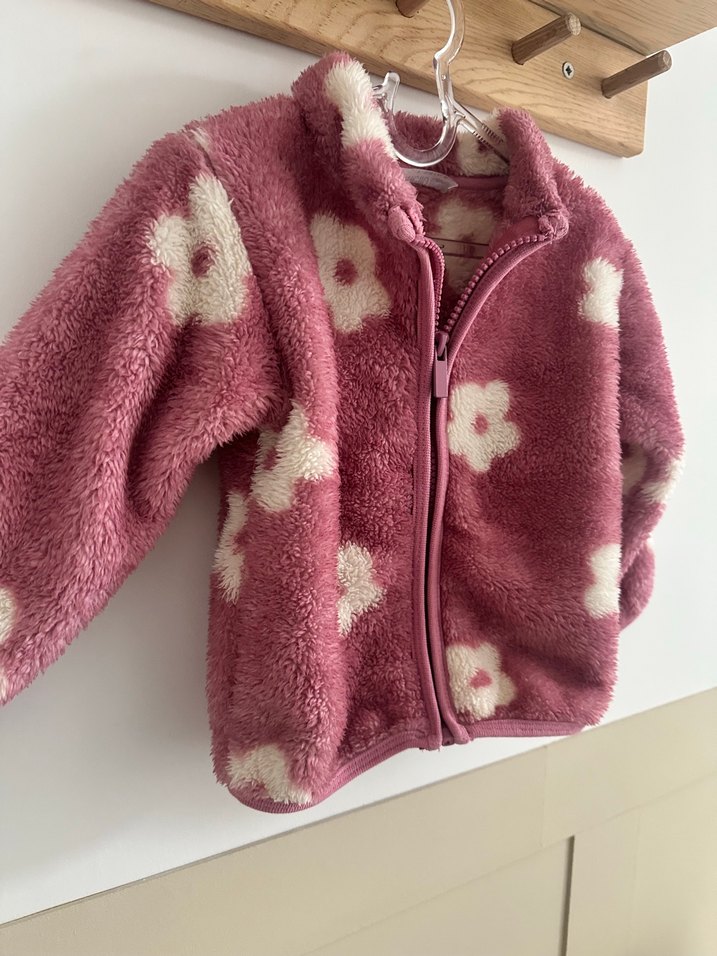 Pembe Çiçekli Peluş Çocuk Ceket — görsel 2/3