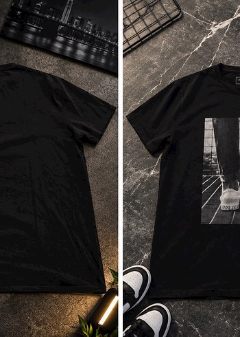 Armani Siyah Baskili Oversize Tisort Armani Orjineldir