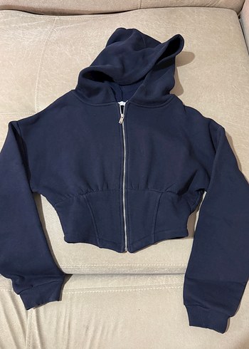 Addax Fermuarli Lacivert Kadin Sweatshirt
