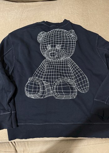 Addax Kadin Lacivert Denim Sweatshirt Uzun Kollu