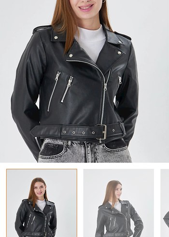 Beyoğlu Butik Siyah Deri Biker Ceket