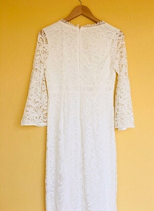 s Beden Koton beyaz dantel elbise