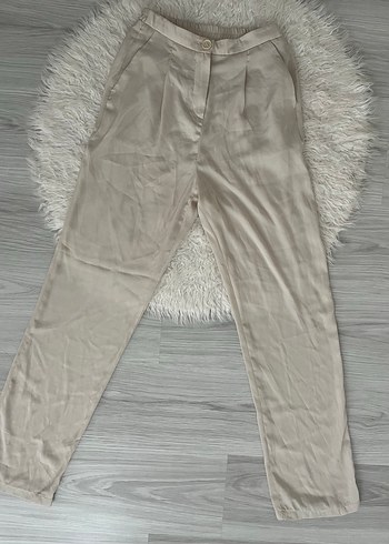 Koton Bej Yuksek Bel Duz Paca Pantolon