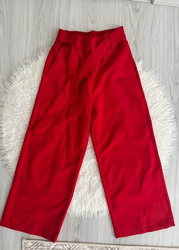 Adrianna Papell Kirmizi Yuksek Bel Bol Paca Pantolon