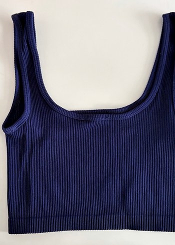 Addax Lacivert Fitilli Askili Crop