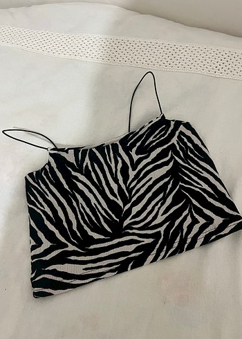 Zebra Desenli Strappy Crop Top