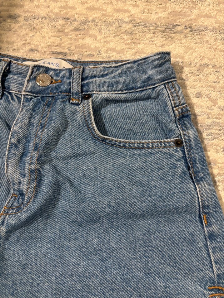 Mavi Yüksek Bel Denim Şort — görsel 3/6