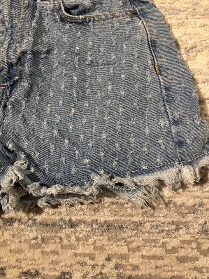 Yüksek Bel Mavi Denim Şort — görsel 2/6